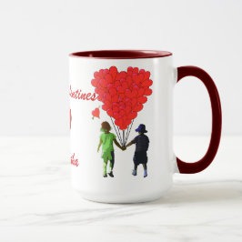 Taza Niños románticos y cortos tomados de la mano San V