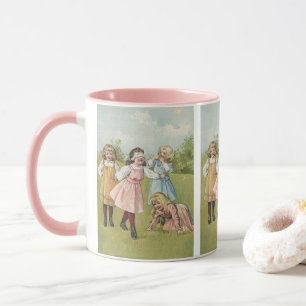 Taza Niños Victorianos Antiguos Juegan a la Gallina Cie