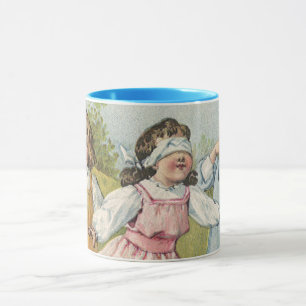 Taza Niños Victorianos Antiguos Juegan A La Gallina Cie