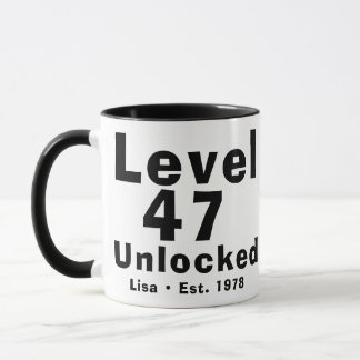Taza Nivel 47 Desbloqueado Cumpleaños 47 Personalizado