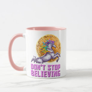 Taza No detengan a Believin Rainbow Unicorn