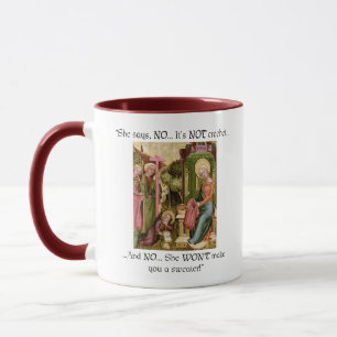 Taza No el hacer punto medieval divertido del ganchillo