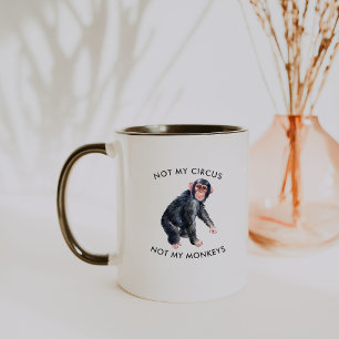 Taza No es mi circo, no mis monos   Mono acuarela