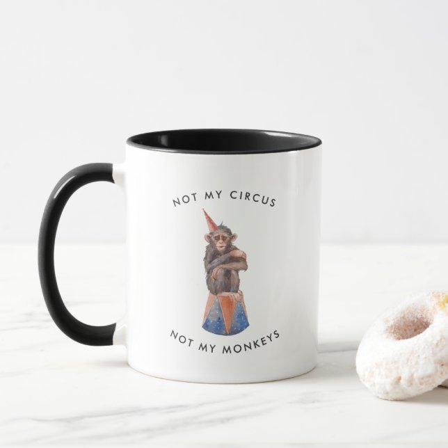 Taza No es mi circo, no mis monos | Mono M de acuarela (Con donut)