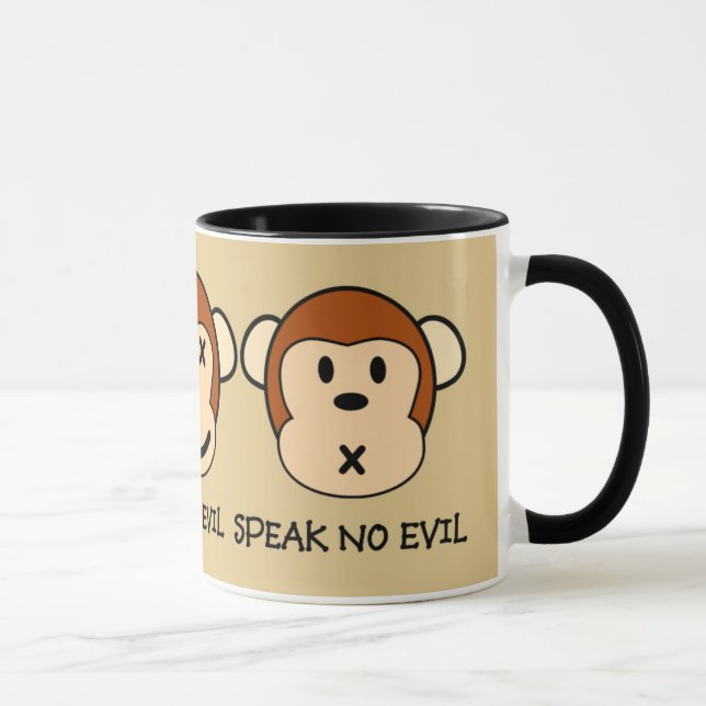 Taza No escuchar el diseño de monos malvados (Derecha)