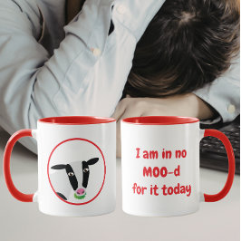 Taza No estoy de humor, vaca divertida