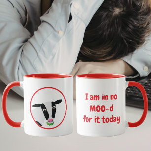 Taza No estoy de humor, vaca divertida