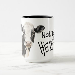 Taza No hoy novilla vaca negra y blanca