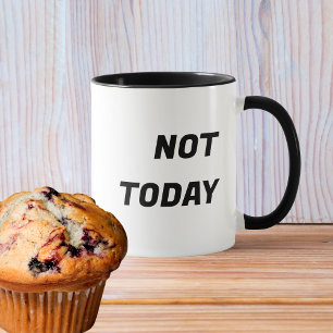 Taza "NO HOY" Tipografía Simple,Cita Divertida para Com