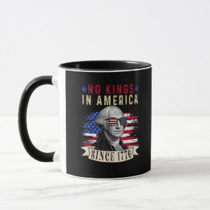 Taza No Kings In America Bandera de EE. UU. Estilo Retr