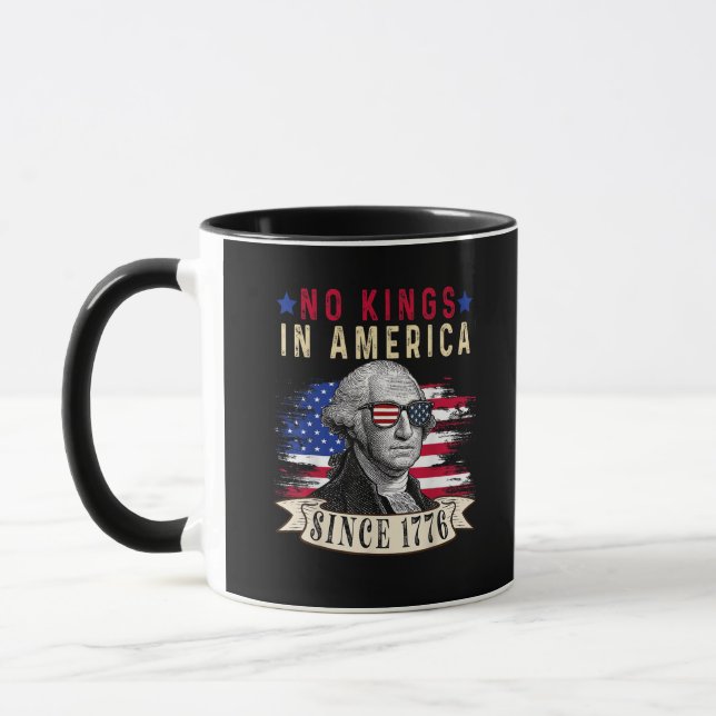 Taza No Kings In America USA Flag Retro Cool Style (Izquierda)