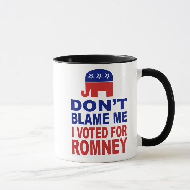 Taza No me culpe que voté por Romney (Derecha)