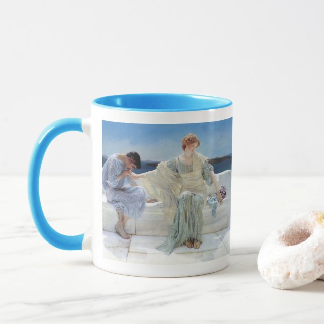 Taza No me preguntes más de Sir Lawrence Alma Tadema (Con donut)
