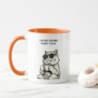 Taza No Me Siento Trabajador Hoy Gato De Café Genial 