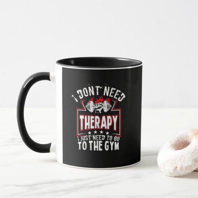 Taza No necesito terapia - Solo para ir al gimnasio (Con donut)