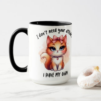 Taza No Necesito Tu Actitud Regalo Divertido para Amant