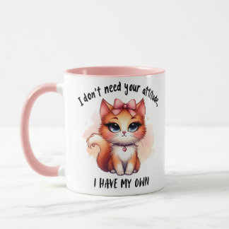 Taza No Necesito Tu Actitud Regalo Divertido para Amant