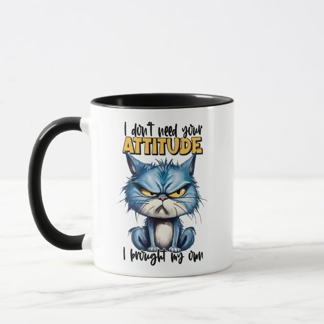 Taza No necesito tu gato de actitud (Izquierda)