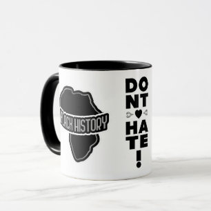 Taza No odies la historia NEGRA en blanco