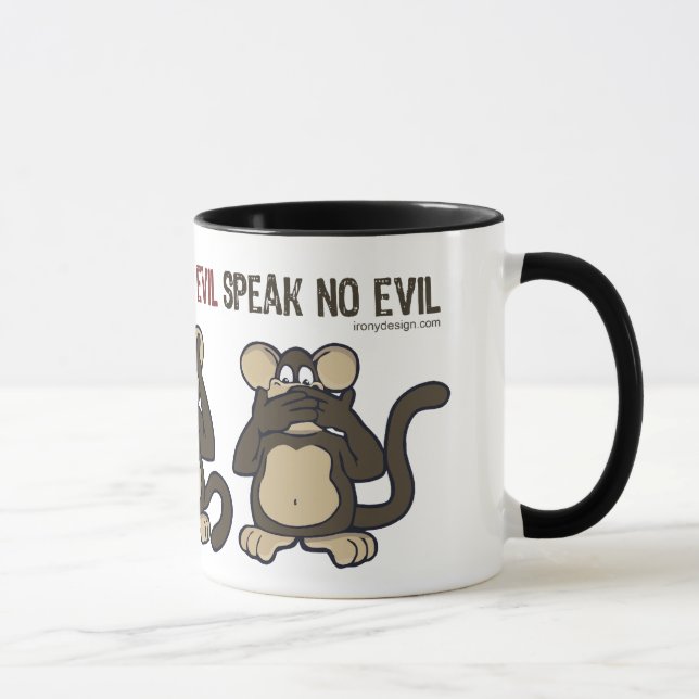 Taza No oir monos malvados - nuevos (Derecha)