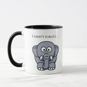 Taza No Olvidé Elefante Gris Divertido Dibujo Animado