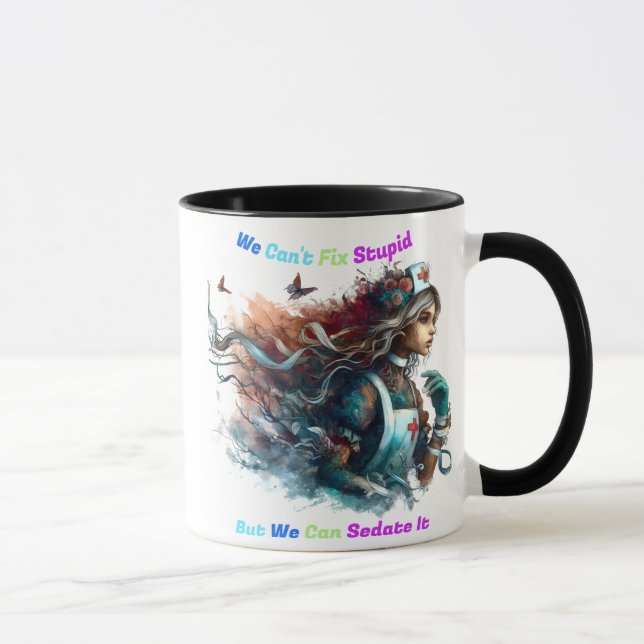 Taza No puedo arreglar lo estúpido: Elegancia elegante (Derecha)