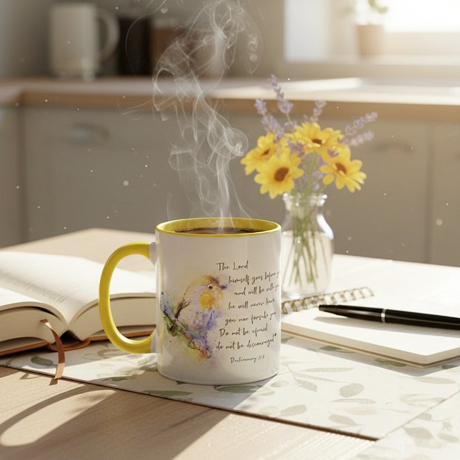 Taza No se desanime, ave acuarela (Subido por el creador)