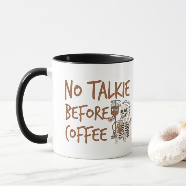 Taza No Talkie Before Coffee funny cat lover gift (Con donut)