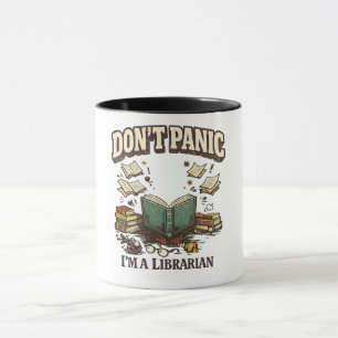 Taza No te asustes soy un bibliotecario diseño de libro