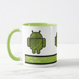 Taza No te metas con mis robots verdes de código