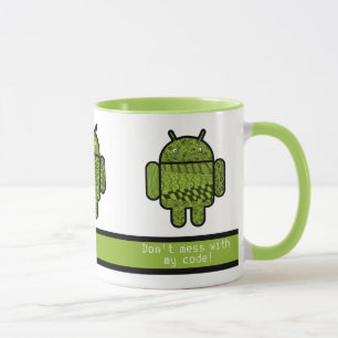 Taza No te metas con mis robots verdes de código