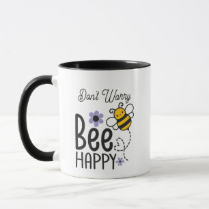 Taza No te preocupes por las flores púrpuras felices