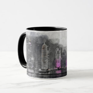 Taza Noche acuática Qatar Mug - Skyline artístico