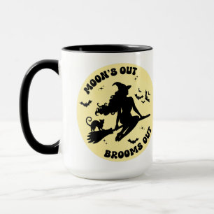 Taza Noche de luna llena de brotes de Halloween sacando
