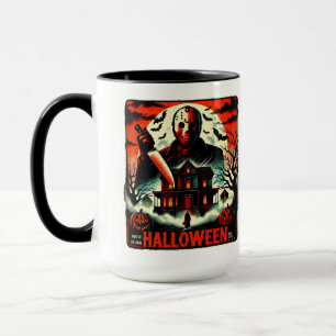 Taza Noche de terror de Halloween retro con vibraciones