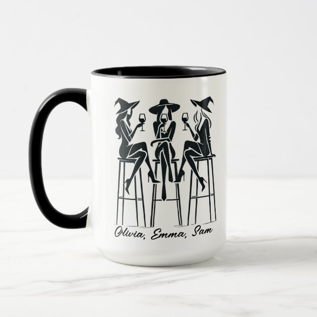 Taza Noche de vino de brujas elegante y moderna persona (Izquierda)