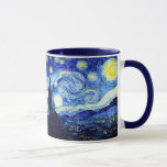 Taza Noche estrellada de Van Gogh<br><div class="desc">Pintura de petróleo del maestro holandés Vincent Van Gogh (1853-1890) Probablemente su pintura más famosa, Van Gogh pintado y #39; La noche estrellada y #39; en 1889 de memoria durante un asilo en Francia, donde se sometió a la depresión. La escena muestra las vistas desde la ventana de su habitación....</div>
