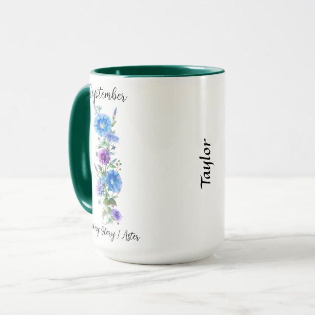 Taza Noche matutina de flores de nacimiento de septiemb (Anverso izquierdo)