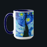 Taza Noche Van Gogh Starry<br><div class="desc">Coffee Mug con la pintura al óleo de Vincent van Gogh La noche estrellada (1889). Inspirado por su estancia en un asilo,  el arte representa un pueblo bajo un cielo nocturno de estrellas y luna azul y amarilla. Un gran regalo para los aficionados al post-impresionismo y al arte holandés.</div>