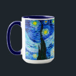 Taza Noche Van Gogh Starry<br><div class="desc">Coffee Mug con la pintura al óleo de Vincent van Gogh La noche estrellada (1889). Inspirado por su estancia en un asilo,  el arte representa un pueblo bajo un cielo nocturno de estrellas y luna azul y amarilla. Un gran regalo para los aficionados al post-impresionismo y al arte holandés.</div>