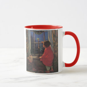 Taza Nochebuena vintage de Jessie Willcox Smith