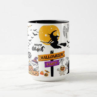 Taza Noches Embrujadoras de Halloween Gato Negro Brujo