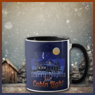 Taza Noches estrelladas y atardecer retro con luz de la