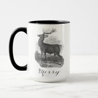 Taza Noel mug with an beautiful antique deer etching.