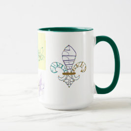 Taza NOLA Mardi Gras Fleur de Lis Artistic Design Mug