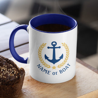 Taza Nombra Nautical Anchor Gold Style Naval