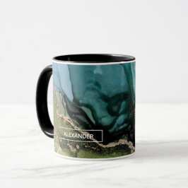 Taza Nombrado arte abstracto de metal Verde azulado neg