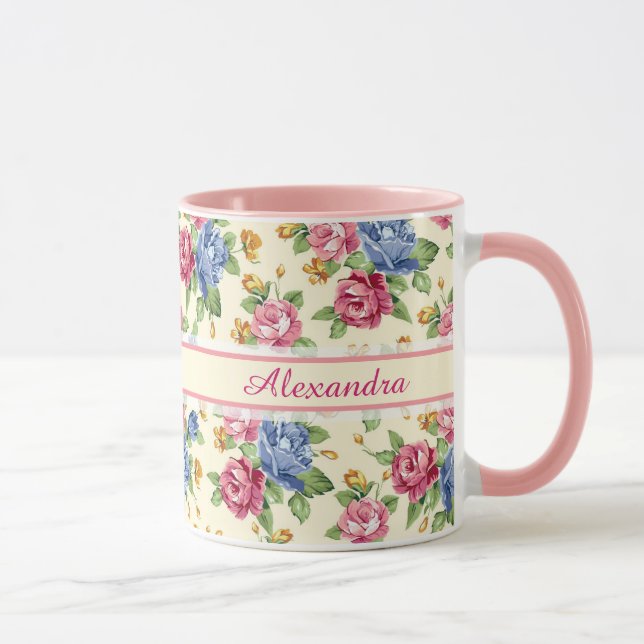 Taza Nombramiento de la floración romántica pastel rosa (Derecha)