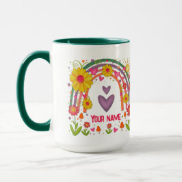 Taza Nombrar Feliz Arcoiris Cute Inespiritualidad Café 