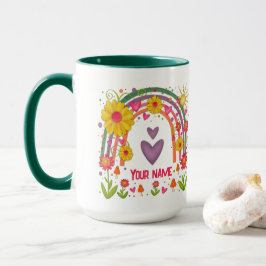 Taza Nombrar Feliz Arcoiris Cute Inespiritualidad Café